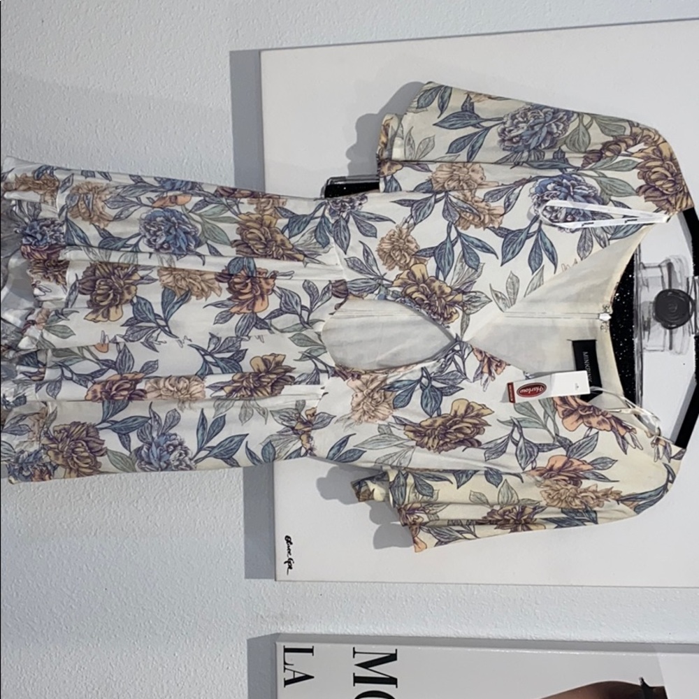 Mink pink floral romper with cut out